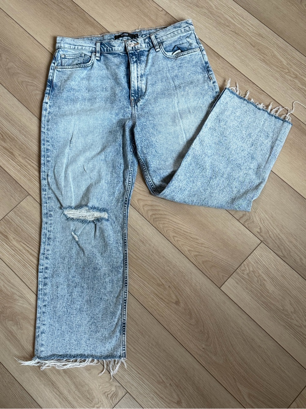 Hudson Two Hearts Wide Leg Distressed Jeans Light Wash Size 33